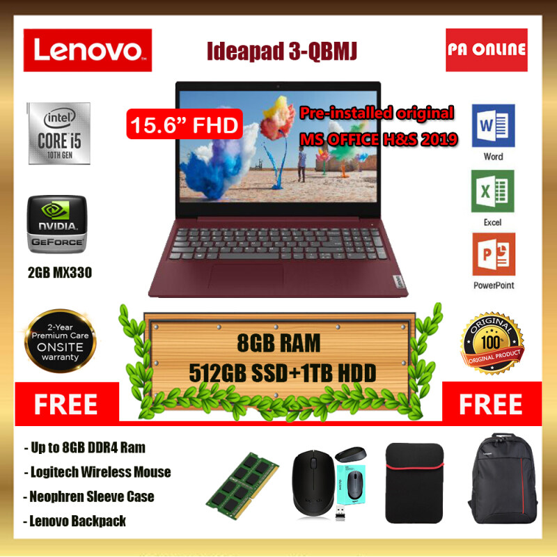 Lenovo Ideapad 3 15IIL81WE00QBMJ (20GB RAM) -Intel Core i5-1035G1 /8GB-20GB RAM /512GB SSD+1TB HDD/15.6 FHD/ 2GB NVD MX330 /Win 10 /MS Office /2 Years Malaysia