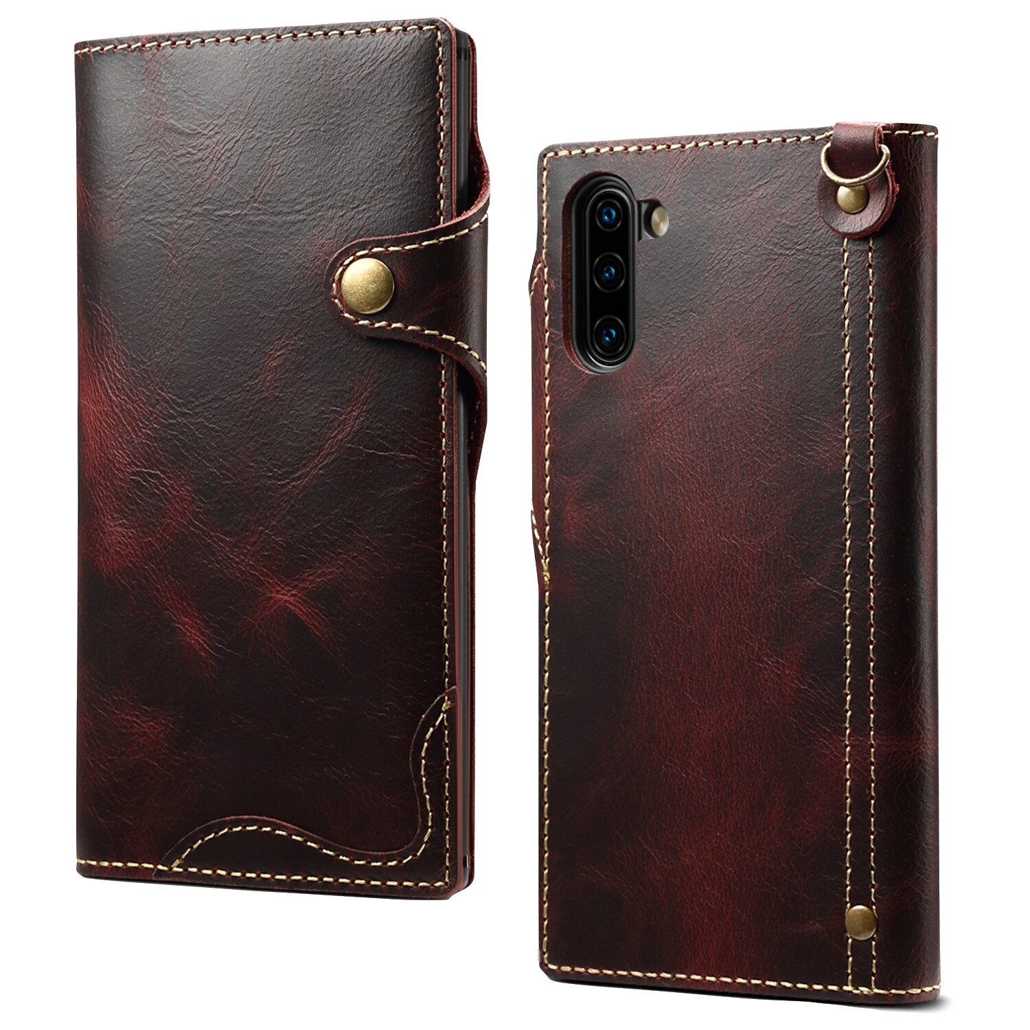 Genuine Leather Wallet Cover for Samsung Galaxy Note 8 9 10 20 Real Leather Case Galaxy Note10+ Note10 Plus Note20 Ultra with Pocket Hand Strap