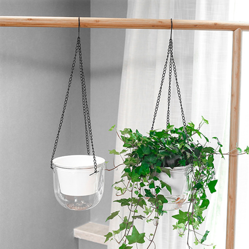 1pc Hanging Flowerpot Self Absorbing Water Hanging Planter Thickened Plastic Planter Hydroponic Soil Cultivation Lazy Flower Pot