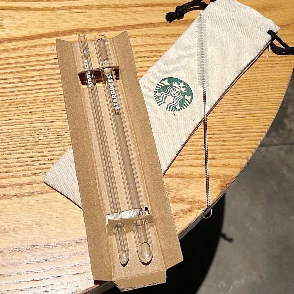 Starbuck Official Store Starbuck Straw Glass Taiwan Hedgehog Gospel Recyclable Non-disposable Environmental Protection with Straw Brush Cloth Bag Straw