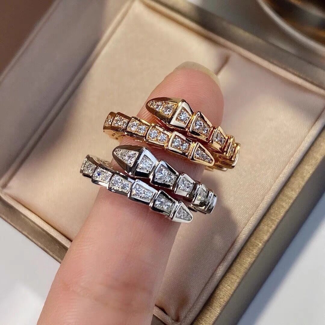 Snake Bone Ring 925 Sterling Silver Plated 18k Open Full Diamond Snake Ring