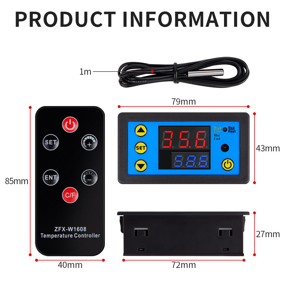 DC 12V Digital Temperature Controller with Remote Control NTC Sensor Thermostat Regulator