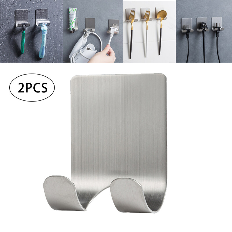 Adhesive Hooks Stainless Steel Holder for Shower Multifunction Heavy Duty Storage Hanger Plug Holder for Robe Towel Loofah Bathrobe Coat Toothbrush