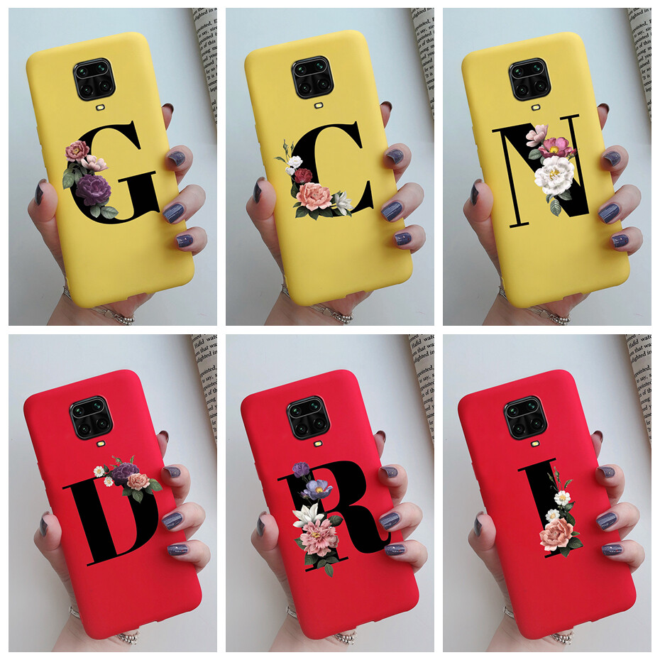 Case For Xiaomi Redmi Note 9s Note 9 Pro Max Casing Luxury Flower Letters Soft TPU Silicone Phone Case Shockproof Cover