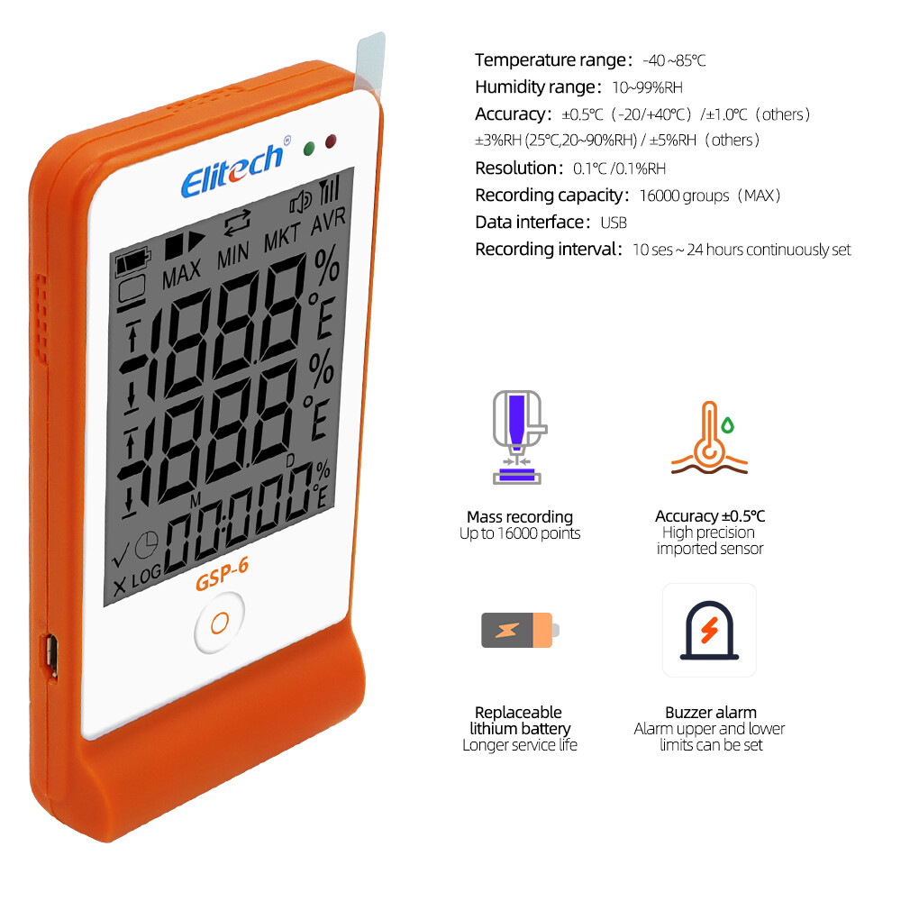 Digital USB Temperature Humidity Data Logger RC-4/RC-4HC/RC-5/GSP-6/RC-5+ LCD with External Sensor Cold-chain Transportation Digital USB Data Logger