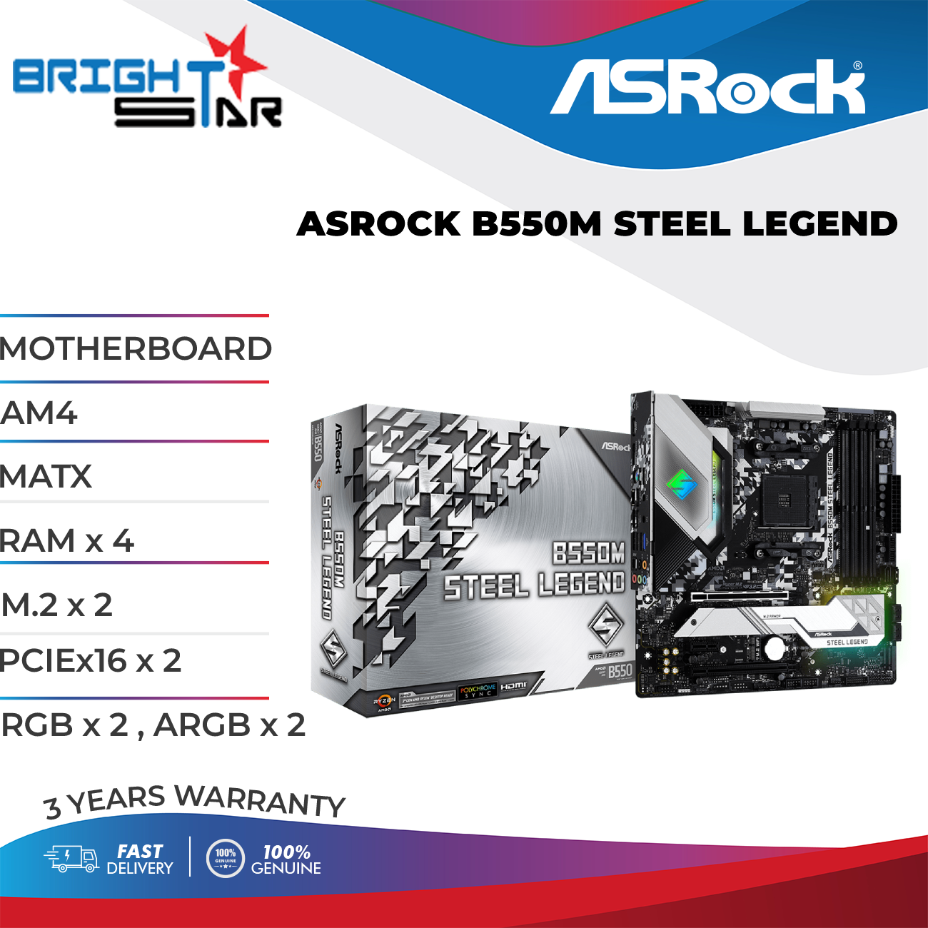ASROCK B550M STEEL LEGEND AM4 MATX Motherboard bundle with AMD