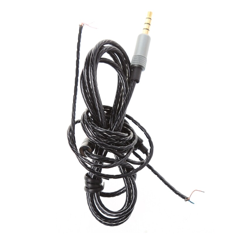 [Hot]3.5mm Jack DIY Replacement Headphone Audio Cable Maintenance Wire With MIC 1.25m