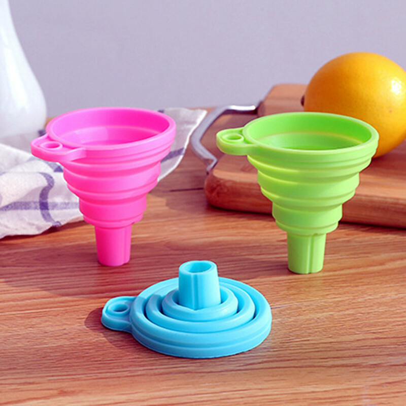 Silicone gấp Phễu, kính thiên văn cổ Dài Nhà Bếp dầu Phễu, hộ gia đình lỏng pha chế Phễu