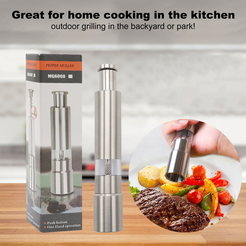Salt And Pepper Grinder Push Button Pepper Grinder Single Hand Mini Salt And Pepper Grinder Set Or Single Manual Spice Grinder