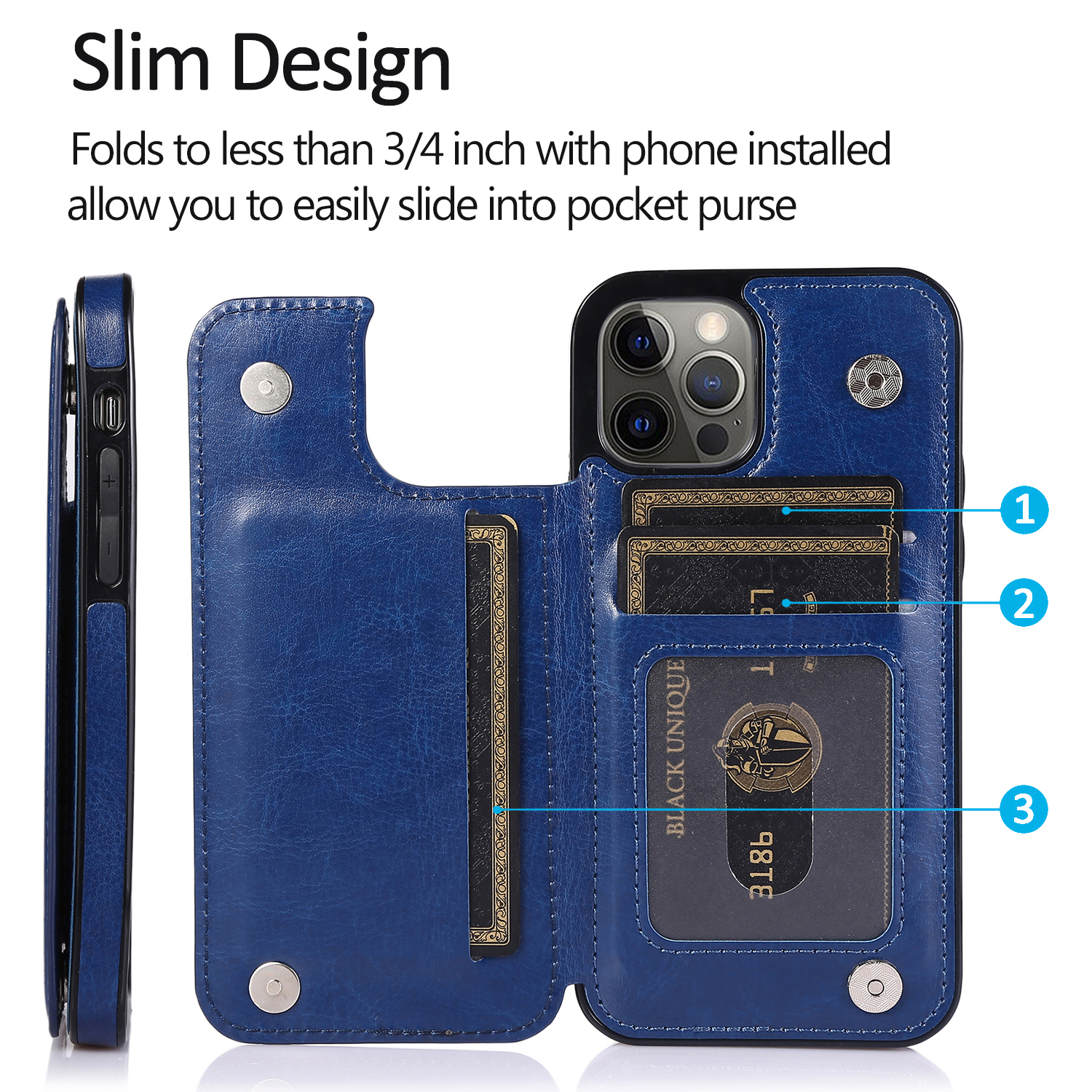 for iPhone 15 Pro Max PU Leather Wallet Case with Card Holder, Double Magnetic Case for iPhone 14 Pro Max/13 Pro/13/12 Pro Max/12 Pro/12/11 Pro Max/11 Pro/11/XS Max/XR/XS/X/7/8/SE 2020/7 Plus/8 Plus