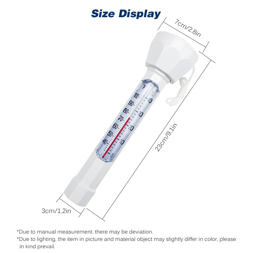Swimming Pool Floating Thermometer Easily Readable Thermograph Water Temperature Testing Tool with String for Spa Pool Pond Hot Tub