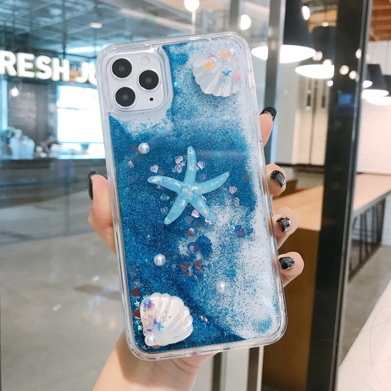 [Fastshipping & Hotsale] Glitter Bling Case Cover Liquid Quicksand Starfish TPU Phone Case for iPhone 12 11 Pro MAX XR XS X 8 7 Plus SE 2020