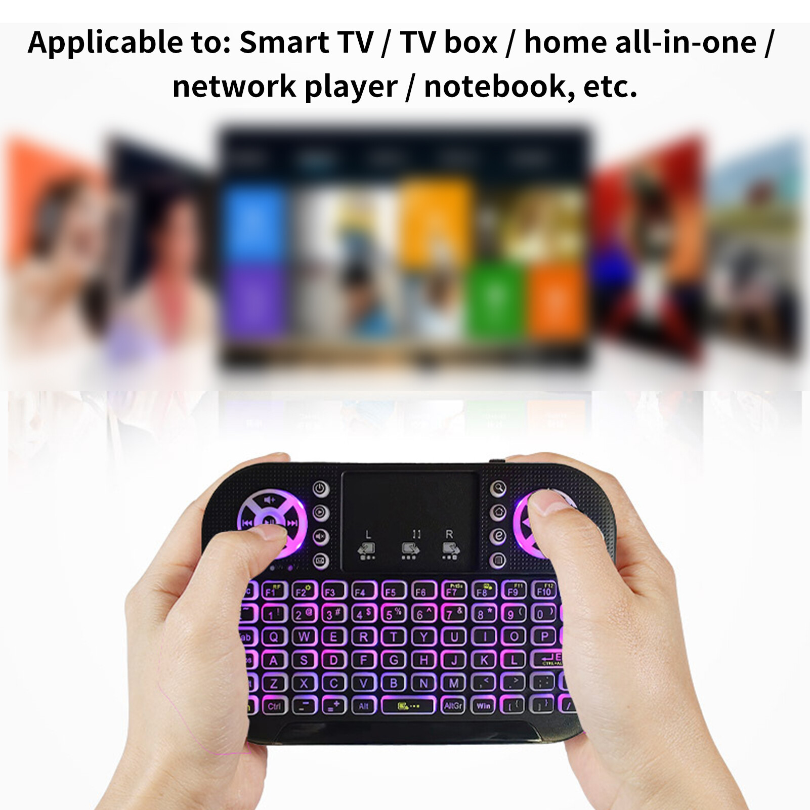 Bàn Phím Mini A8 Bàn Phím Mini Không Dây Tương Thích Bluetooth 2.4G Có Đèn Nền Cảm Ứng Với Bàn Di Chuột Cho TV Box Thông Minh Bàn Phím Cầm Tay Thoải Mái