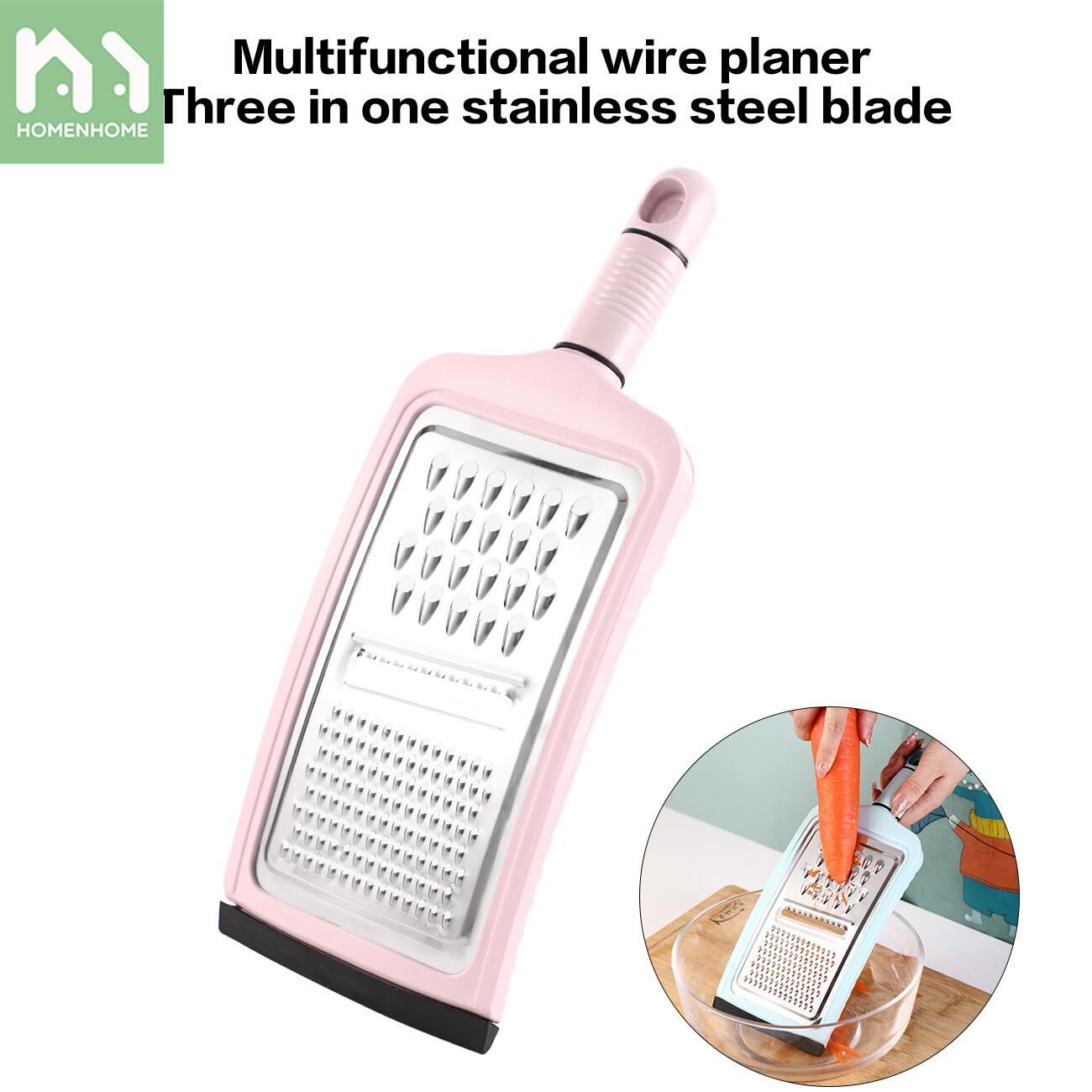 Homenhome Dụng Cụ Nạo Đa Năng Treo Chống Trượt Bằng Thép Không Gỉ, Dụng Cụ Nhà Bếp