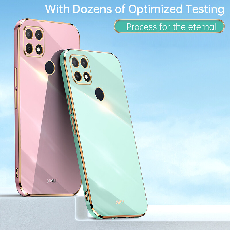 AnDyH Ốp Điện Thoại Mạ Cho OPPO A15 A15S A35 2021 Ốp Bảo Vệ Máy Ảnh Chính Xác Ốp Viền Thẳng Sang Trọng