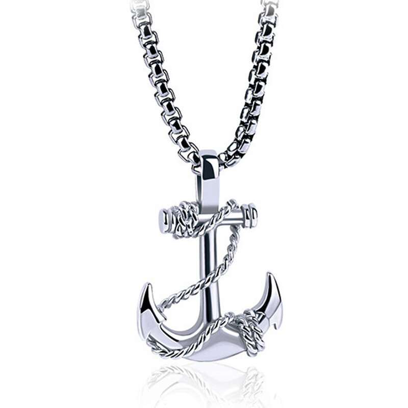 Fashion nine navy ship anchor cross titanium steel men's pendant necklace punk
