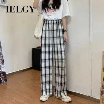 plaid casual pants womens