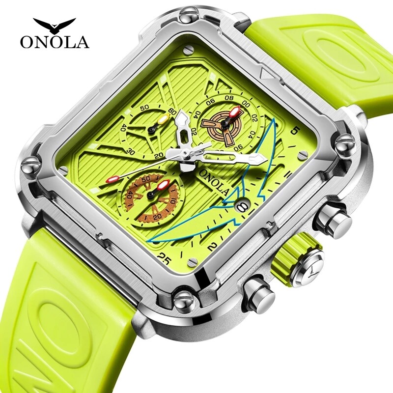 ONOLA Đồng Hồ Nam Thể Thao Thạch Anh Chống Thấm Nước Thiết Kế Vuông Độc Đáo