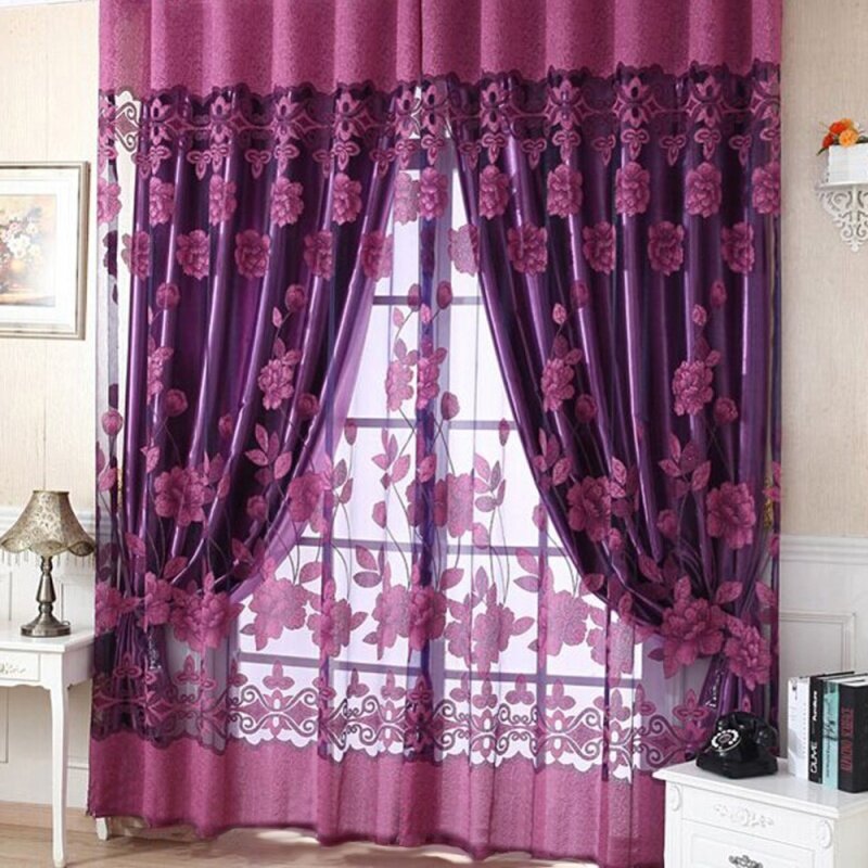 Rèm Che Cửa Sổ Che Toàn Bộ Cửa Sổ Bằng Vải Voan Vải Tuyn Hoa Hiện Đại