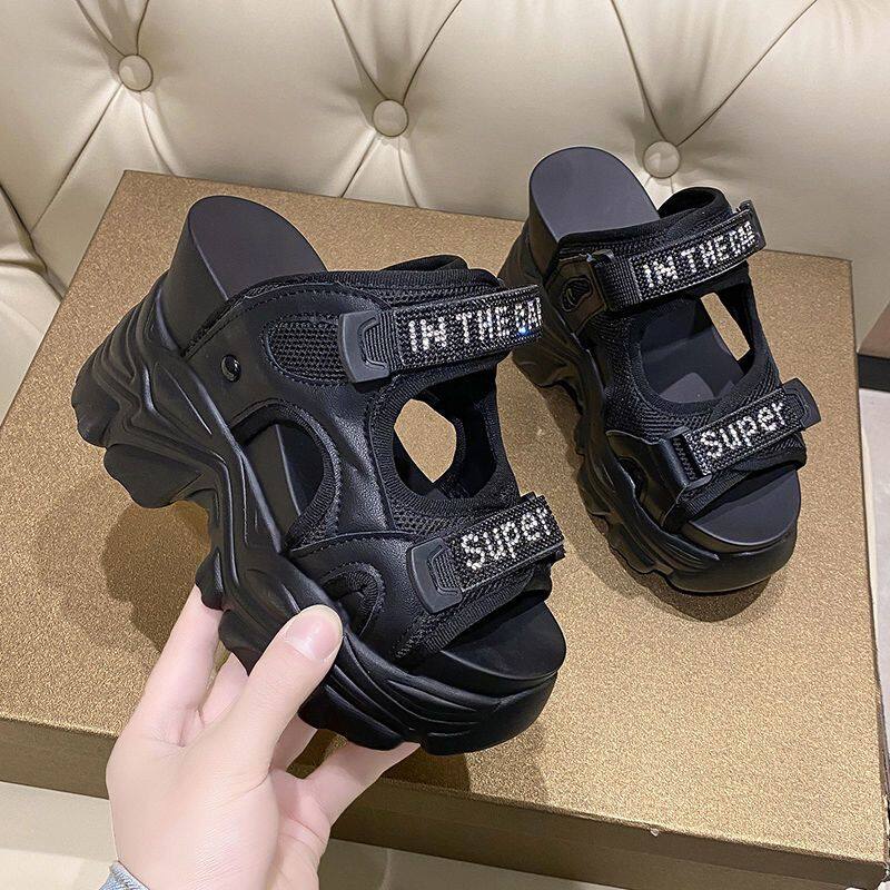 Sandal for Ladies Korean with Wedge Platform Sandals Wedge Sandals Korean Wedge Fashion Wedge Sandals for Women New High Heeled Thick Bottom Slippers Wedge Heels for Women Chunky Sandals for Women 112223