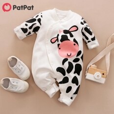 Bộ áo liền quần dài tay ôm dáng PatPat chất liệu cotton 100% in hình bò sữa đáng yêu dành cho bé từ 0-12 tháng tuổi-Z – INTL