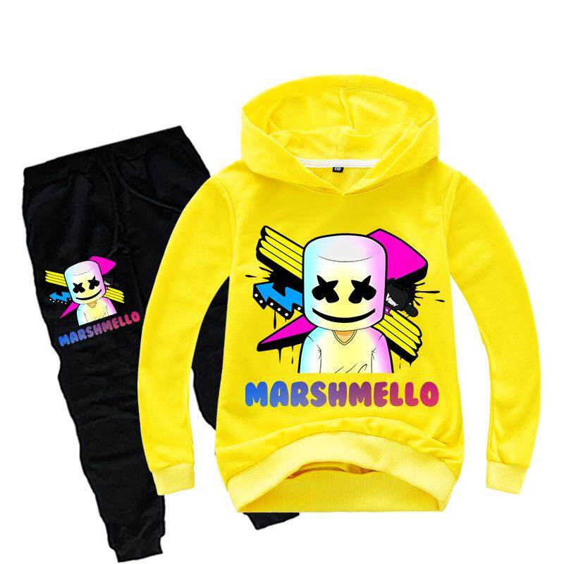 DJ Marshmello Mask Music Kids Boys Hoodie Jumpers sweatshirts Pant Clothes Sets