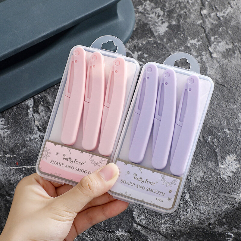 3pcs/set Portable Eyebrow Trimmer Foldable Eyebrow Trimmer Eyebrow Tools