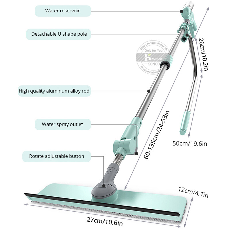 Konco Glass Cleaner Window Squeegee Microfiber Extendable Window Scrubber Telescopic Handle Glass Sponge