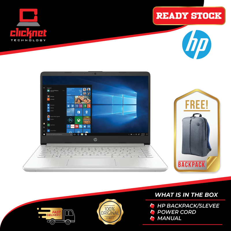HP 14s-Cf2000TX 14 FHD Laptop Natural Silver (i5-10210U, 4GB, 512GB, Radeon 530 2GB, W10) Malaysia