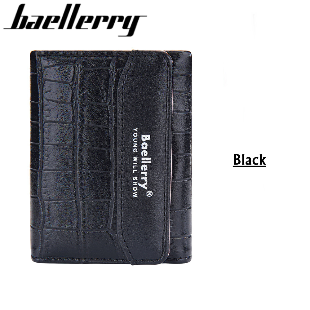 Baellerry 2023 New's Women's Minimalist Short 3 Folds Wallet, Clutch Coin Purse, Stone Grain Purse Credit Card Holder Multi-slot Buckle Wallet