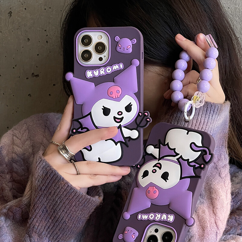 Ốp Điện Thoại Silicone Devil Kuromi Màu Tím Đậm Tương Thích Cho iPhone 14 13 12 Pro Max 11 14pro 13pro 14Promax Ốp Lưng Mềm Chống Sốc