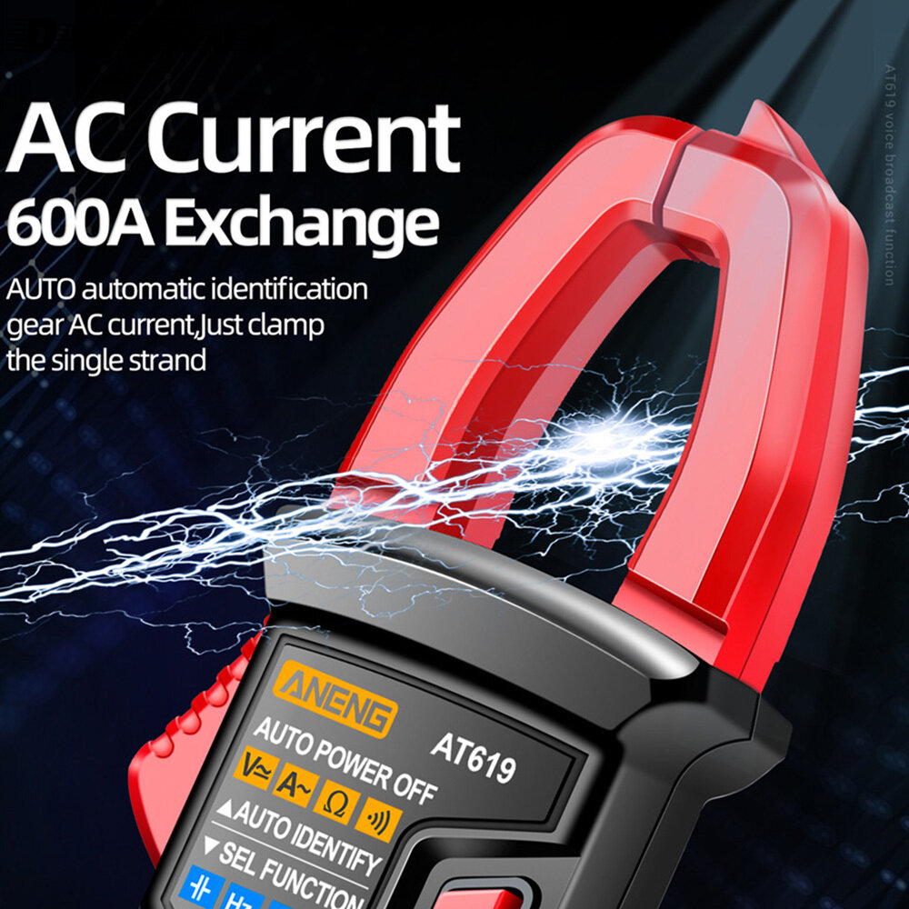 DIPPRUN ANENG AT619 Clamp Meter with Voice Broadcast Multimeter Tester Measures AC/DC Current Voltage Resistance Diodes