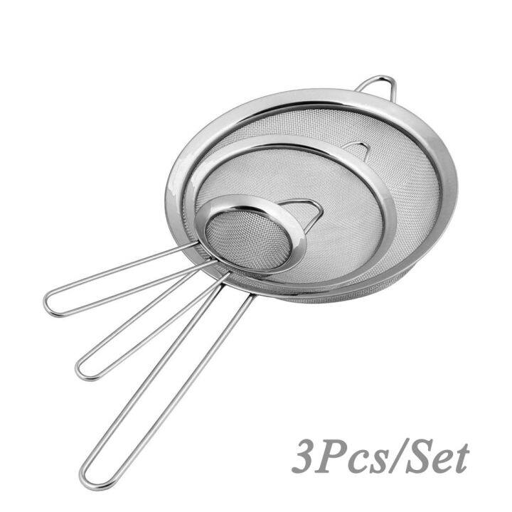 Kitchen Strainer Fine Mesh Pasta Flour Stainless Steel Colander Sifter Sieve