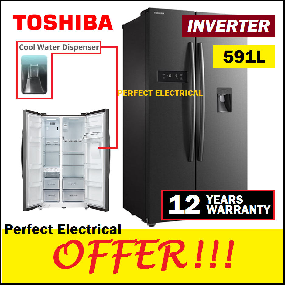 Toshiba Refrigerator (591L) Dual Inverter Side By Side Fridge GR