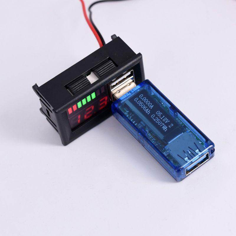 Vôn Kế Xe Máy Ô Tô Kỹ Thuật Số 12V, Đồng Hồ Đo Bảng Pin Điện Áp W USB 5V Đầu Ra