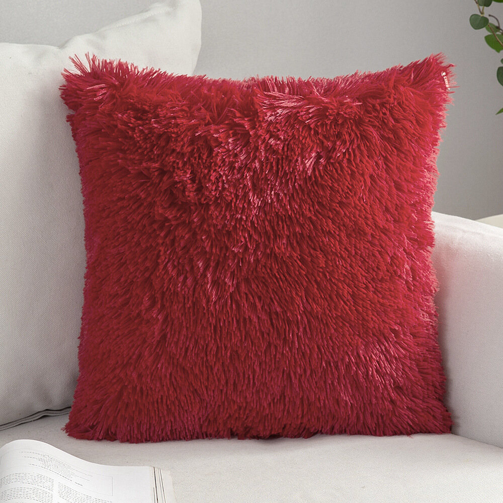 Plush Throw Pillow Household Nordic Plush Solid Short Plush Throw Pillow Case