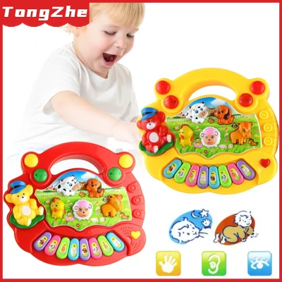 TongZhe* 2 Colors Toddler Piano Kids Musical Instrument with Farm Animal Sound 8 Notes Music Educational Keyboard Piano Baby Toys