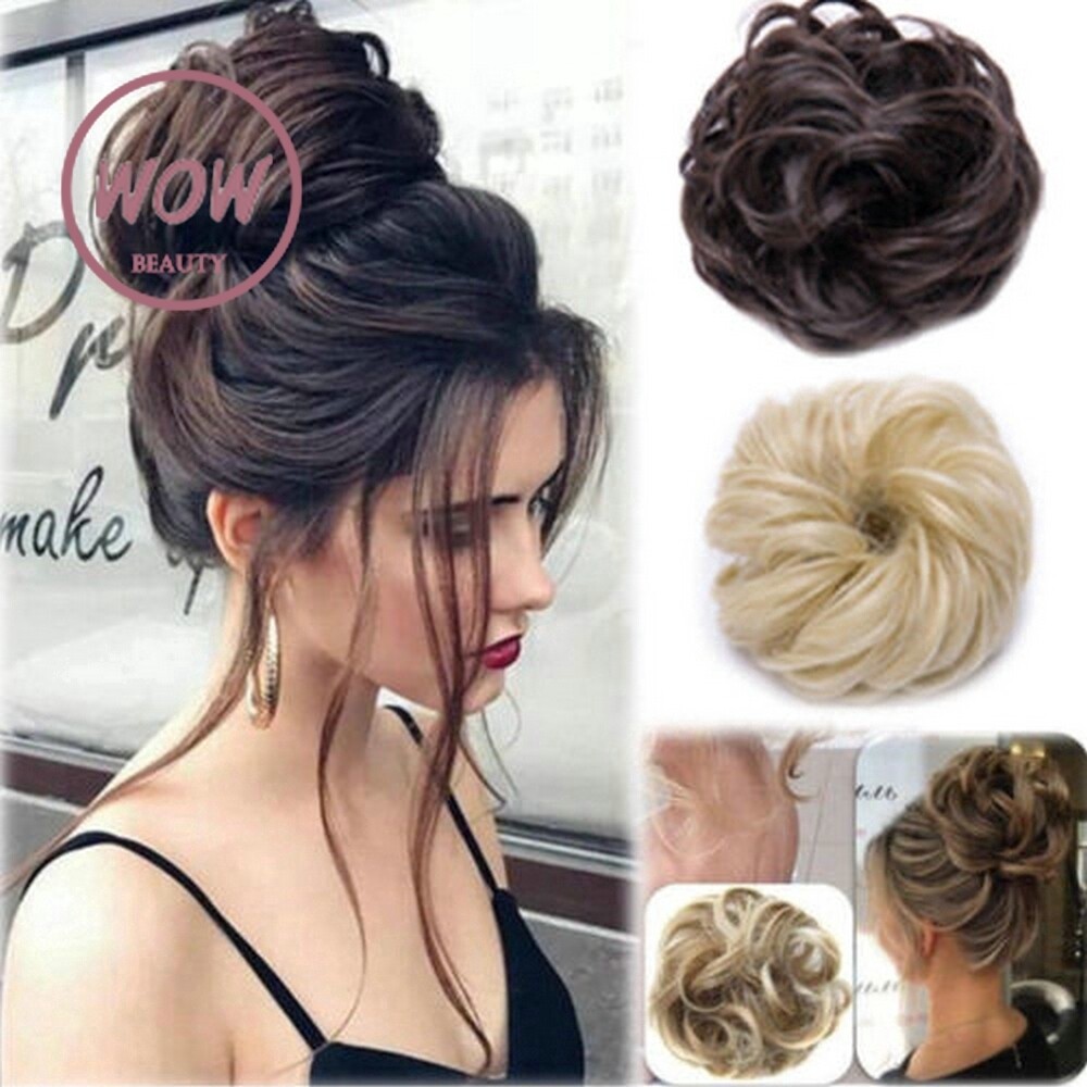 sanhe DIY Curly Messy Bun Hair Piece Scrunchie Cover Hair Extensions Hot Wig Clip Hair Decorations