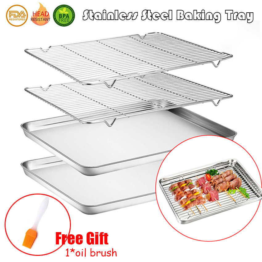 (Free Gift)Stainless Steel Quarter Sheet Pan Bakery Cooling Racks Jelly