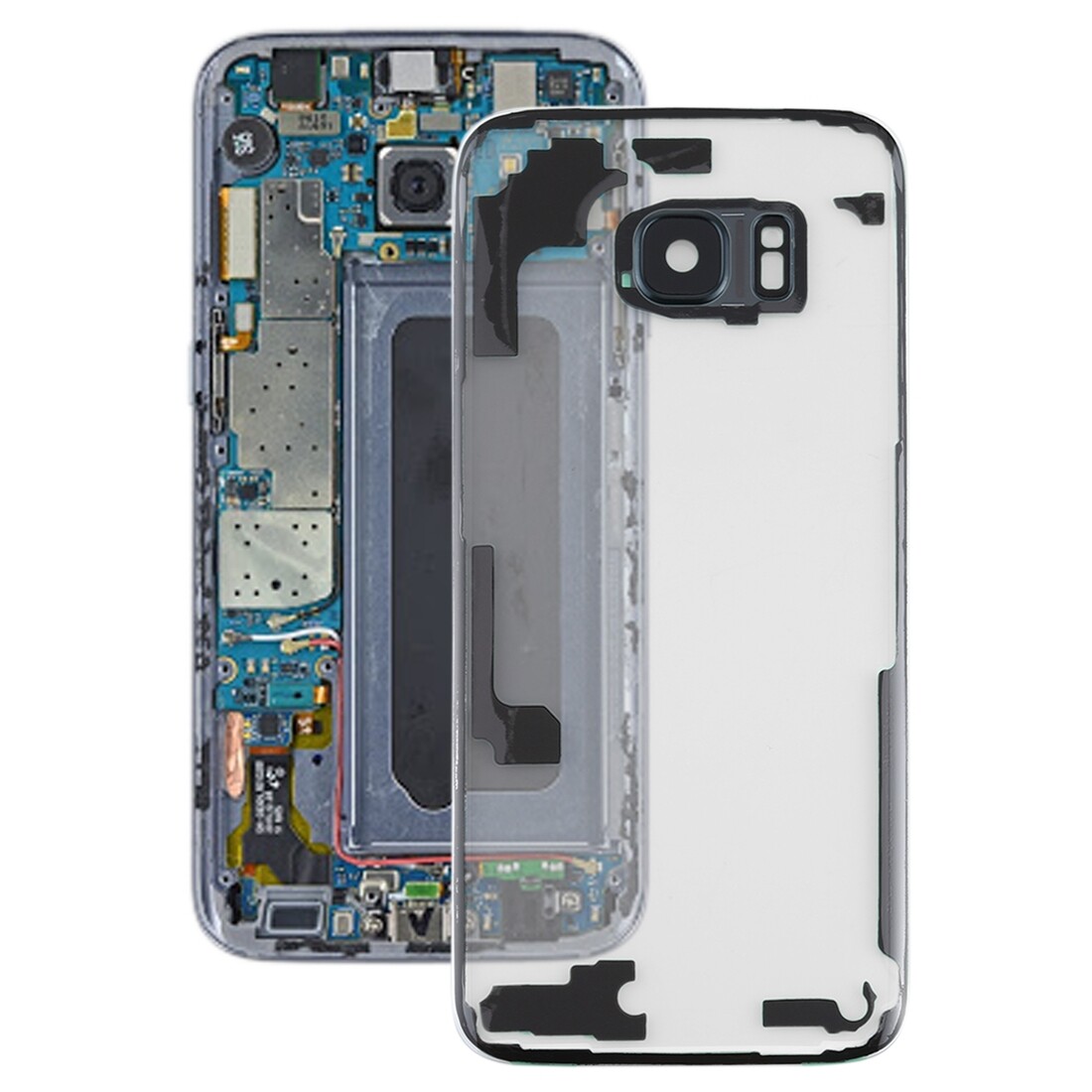 (
hua jia kang)for samsung galaxy s7 edge / g9350 / g935f / g935a / g935v transparent back cover with camera lens cover