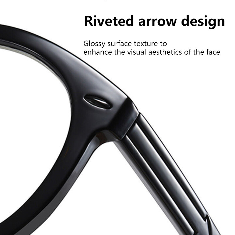 【ZNBY】The Same Black Frame Arrow Big Round Frame Plain Face Repair Glasses Frame