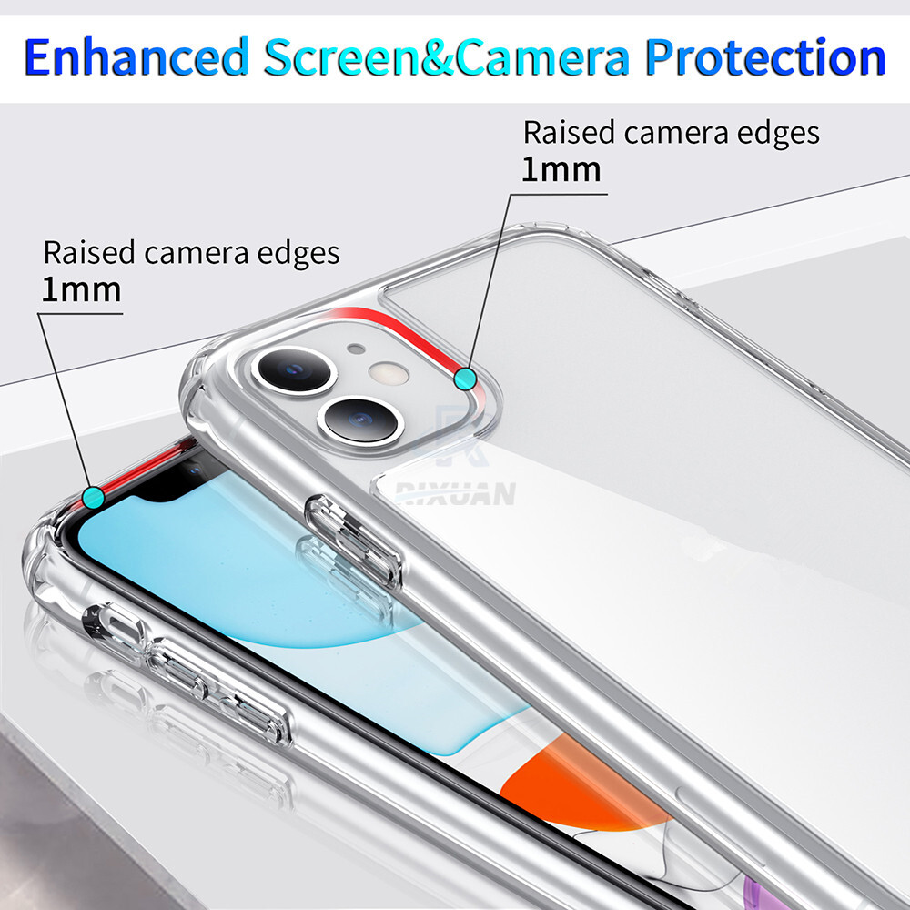 Rixuan Shockproof Soft TPU Crystal Clear Phone Case for iPhone 13 Pro Max iPhone 13 iPhone 12 iPhone 11 Pro iPhone X iPhone XR iPhone XS Max iPhone 8 iPhone 7 iPhone 6 Plus iPhone 6S Transparent Full Body Back Cover