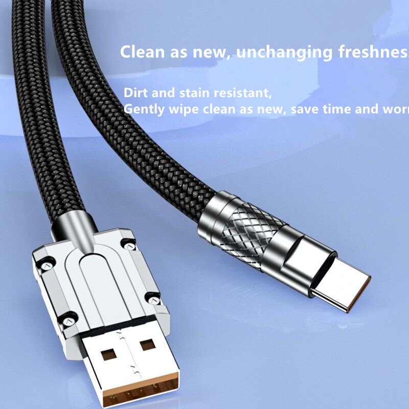 Cáp Nylon Type C Sạc Siêu Nhanh 6A 120W Cáp Sạc Nhanh Có Đèn Báo Cáp USB
