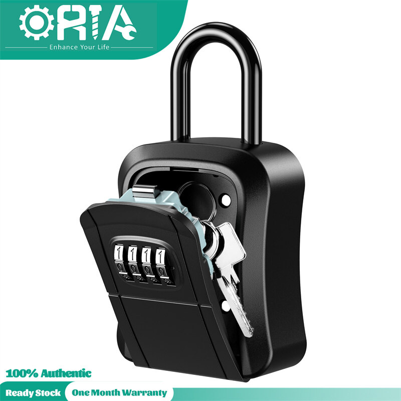 ORIA Key Storage Lock Box, 4 Digit Combination Key Safe Security Box 5 Keys Capacity for House Key Storage Combo Door Locker
