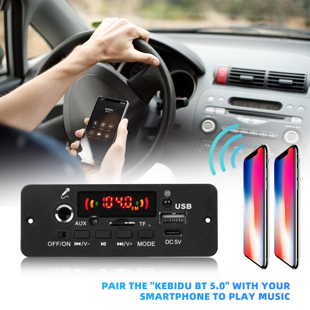 (Bộ Khuếch Đại 2X25W) Bảng Giải Mã MP3 WMA 6V 12V Bluetooth 5.0 Với Mic Rảnh Tay Chức Năng Ghi Âm Mô-đun Âm Thanh USB Đài Phát Thanh TF Máy Nghe Nhạc MP3 Trên Xe Hơi