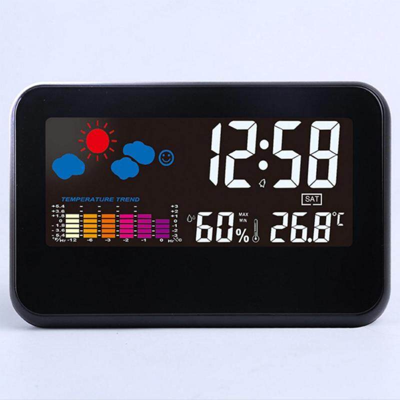 Nhà Trang Trí Đồng Hồ Báo Thức Kỹ Thuật Số LCD Nhiệt Kế Ẩm Kế Trạm Thời Tiết Đồng Hồ Báo Thức bán chạy
