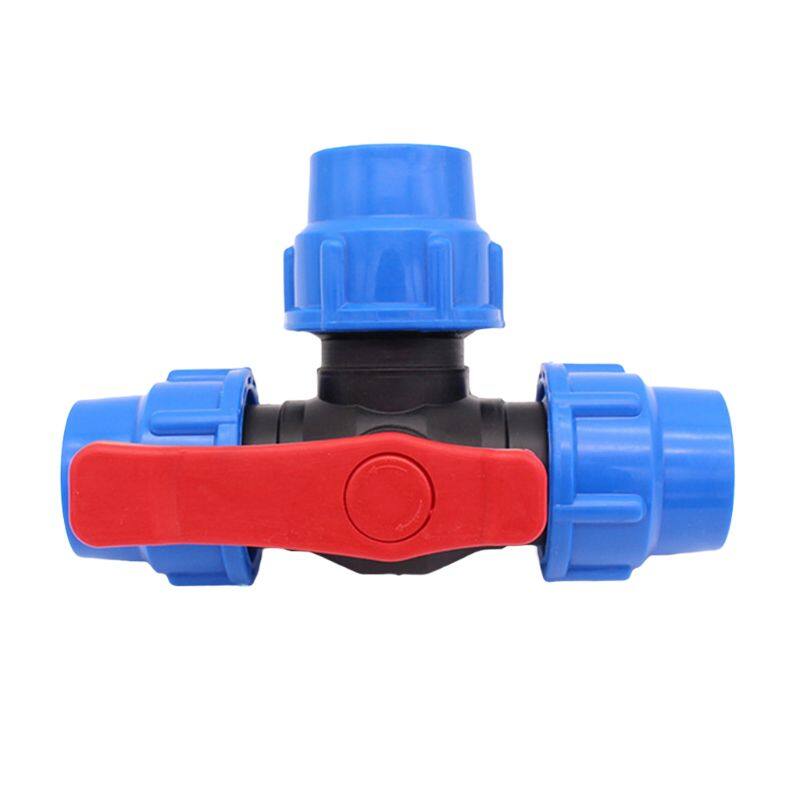 PE three-way quick connect valve plastic valve T-type valve inner diameter 20/25/32mm plastic three-way ball valve