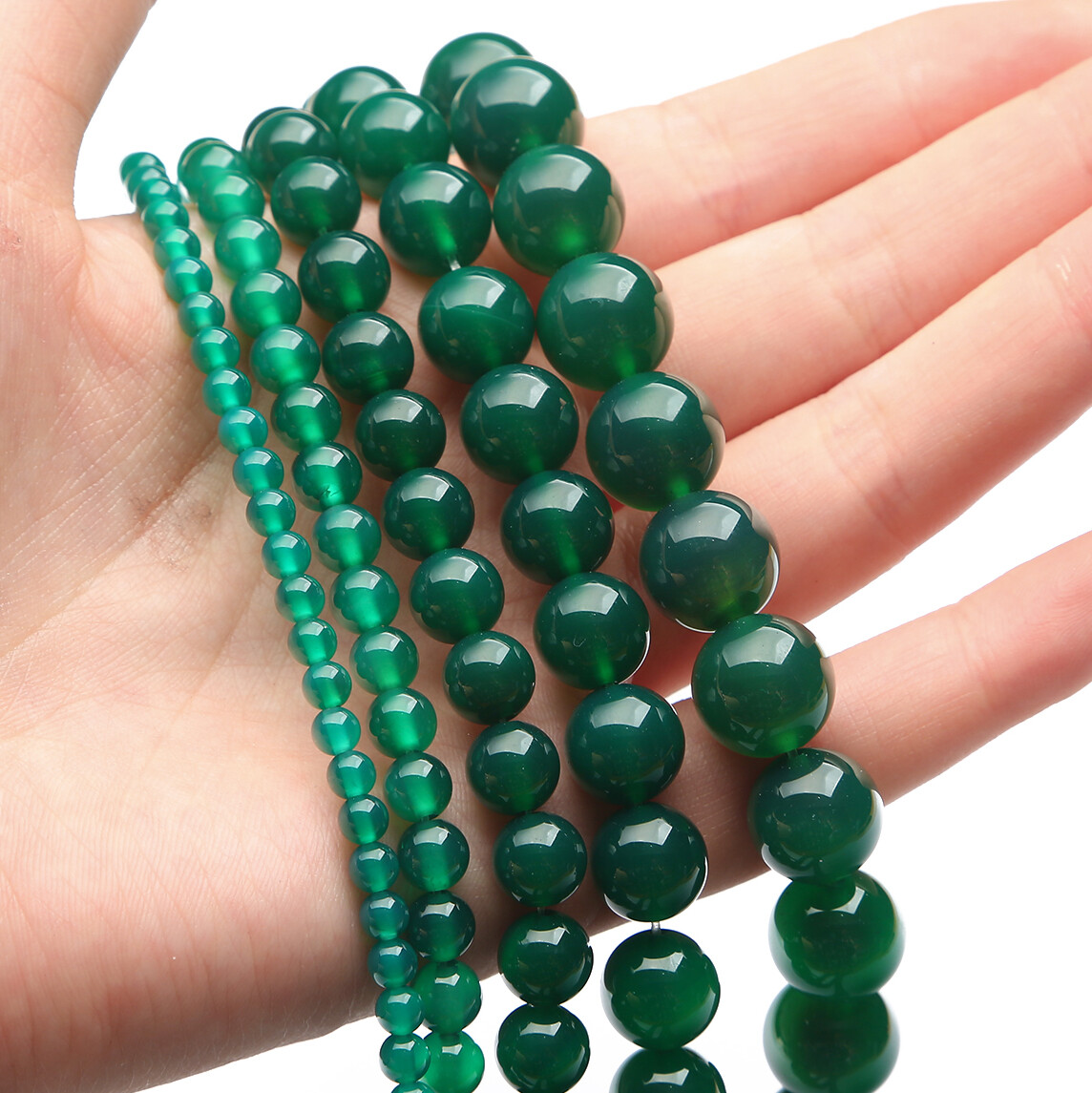 4/6/8/10/12mm Natural Stone Beads Green Agate Loose Round Beads For Jewelry Making DIY Bracelet Necklace Earring Jewelry Accessories About 15''（38cm）
