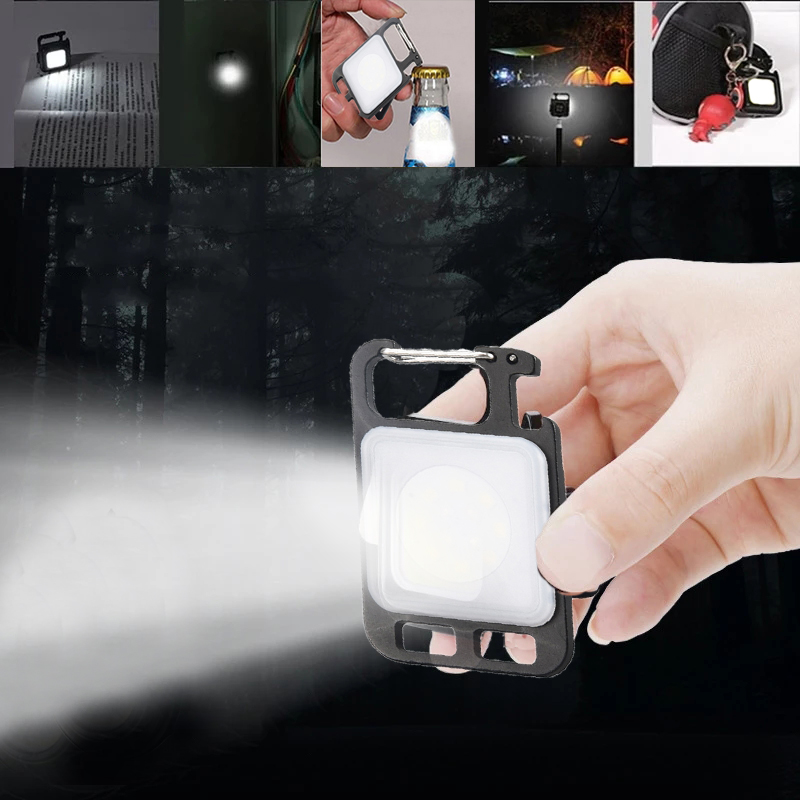Portable Multifunction Keychain Light USB Rechargeable Mini Repair Light Work Lamp Outdoor Emergency Light White/Red/Blue 3Color Light