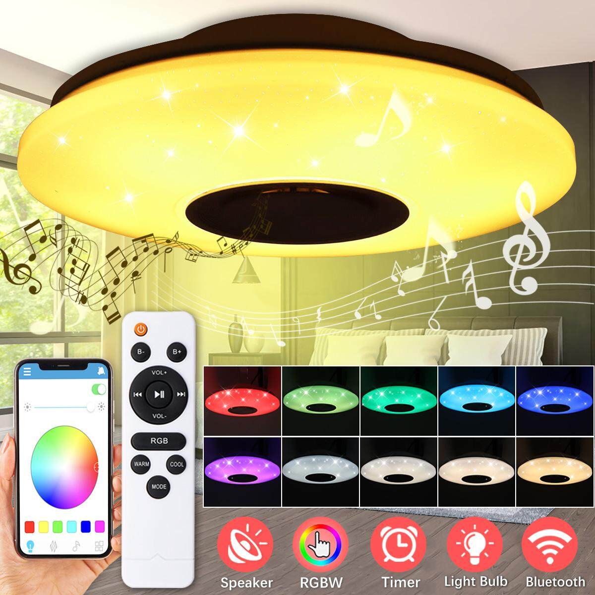 【Free Vận Chuyển + Đèn Flash Deal】 Hiện Đại 60 W RGB Âm Trần Nghe Nhạc Bluetooth Đèn Từ Xa ỨNG DỤNG Contron